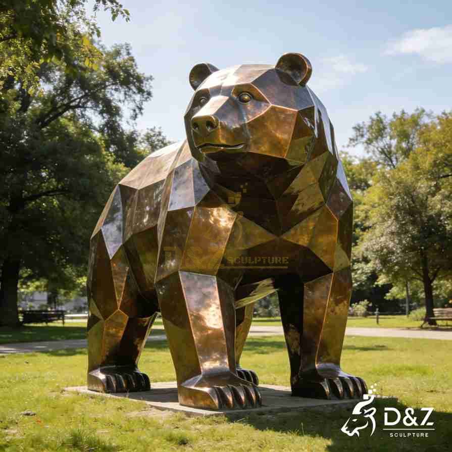 Geometric Bronze Modern Bear Statue 3 Geometric Bronze Modern Bear Statue 3
