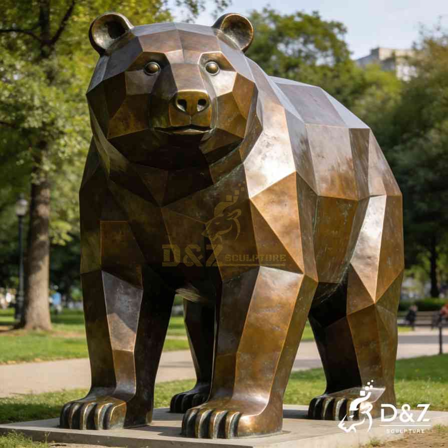 Geometric Bronze Modern Bear Statue 4 Geometric Bronze Modern Bear Statue 4