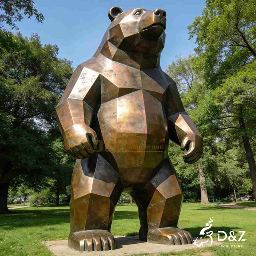 Geometric Bronze Modern Bear Statue 1 Geometric Bronze Modern Bear Statue 1