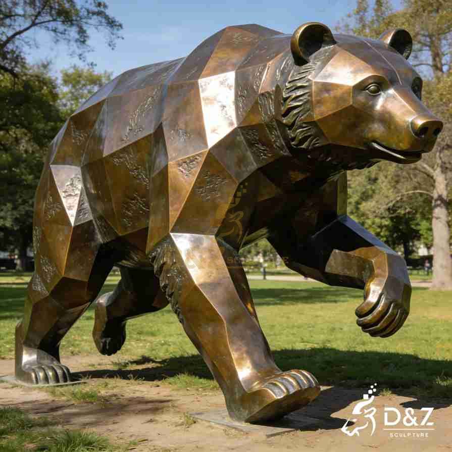 Geometric Bronze Modern Bear Statue 5 Geometric Bronze Modern Bear Statue 5