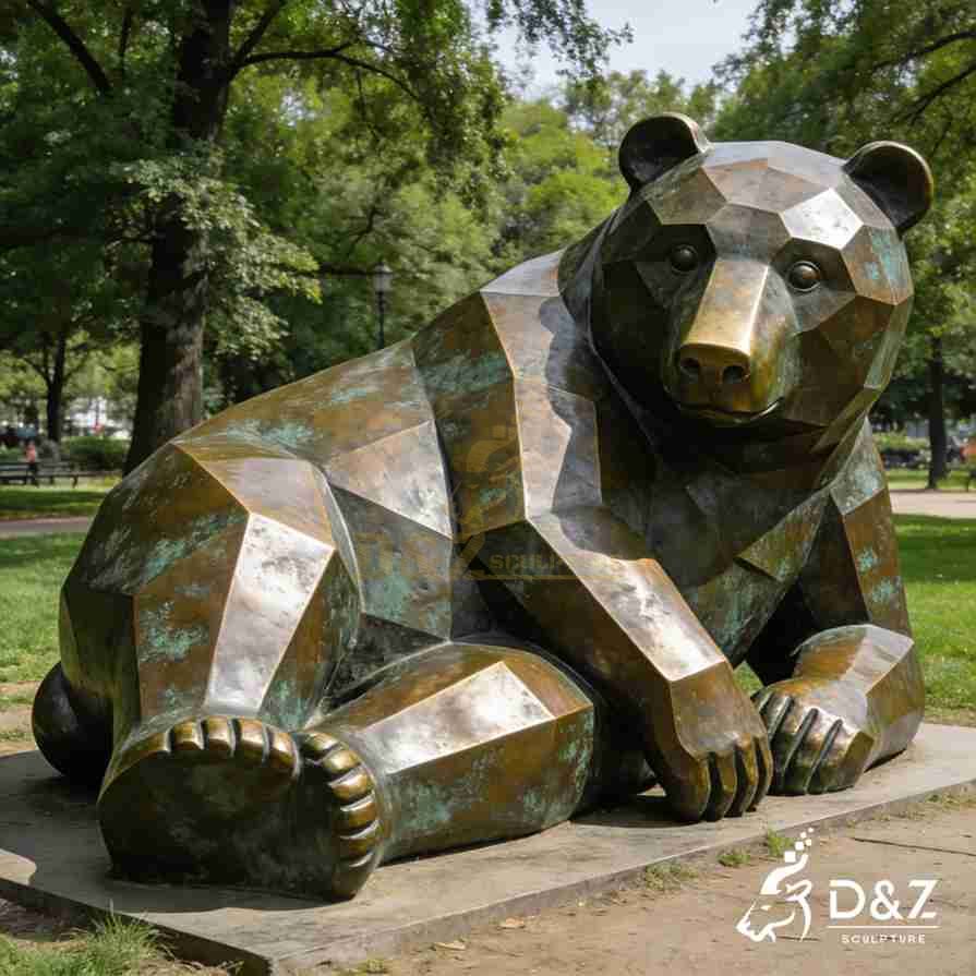 Geometric Bronze Modern Bear Statue 6 Geometric Bronze Modern Bear Statue 6