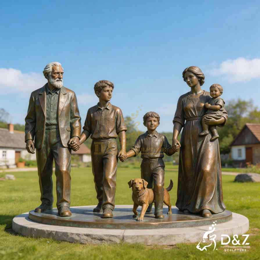 Bronze Modern Family Statue 3