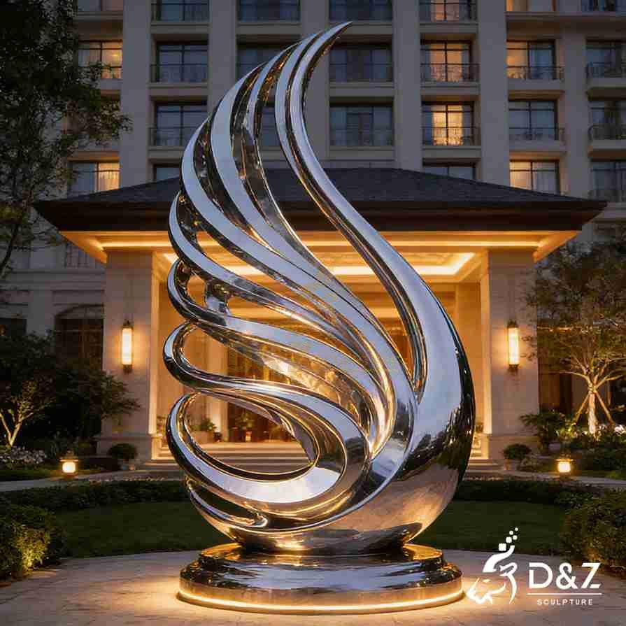 Metal Modern Swan Sculpture 6