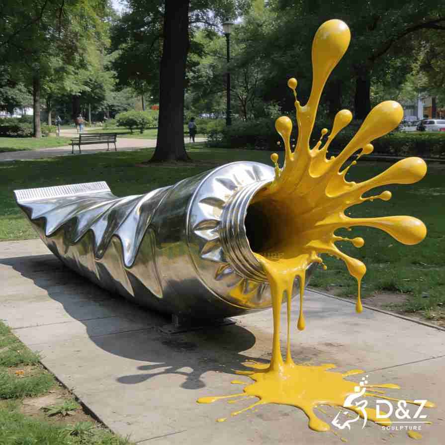 Metal Splash Paint Tube Sculpture 3