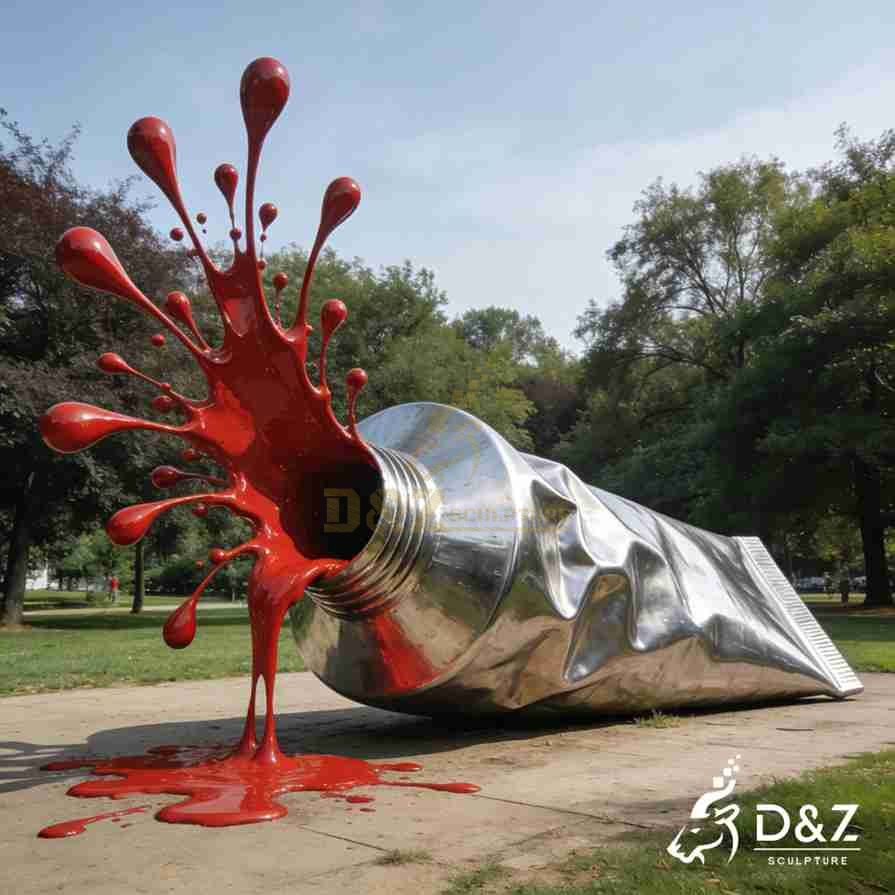 Metal Splash Paint Tube Sculpture 6