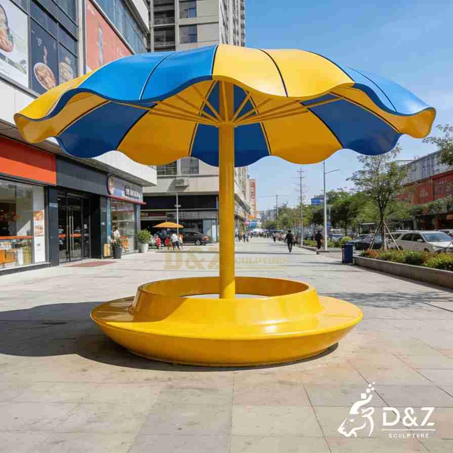 Metal Flower Sculpture with Bench 6