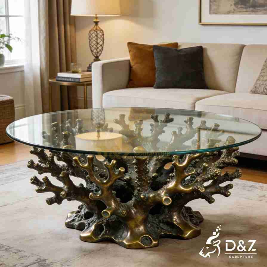 white sea life coral reef coffee table 1