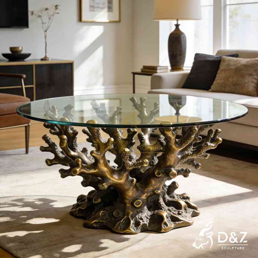 white sea life coral reef coffee table 2