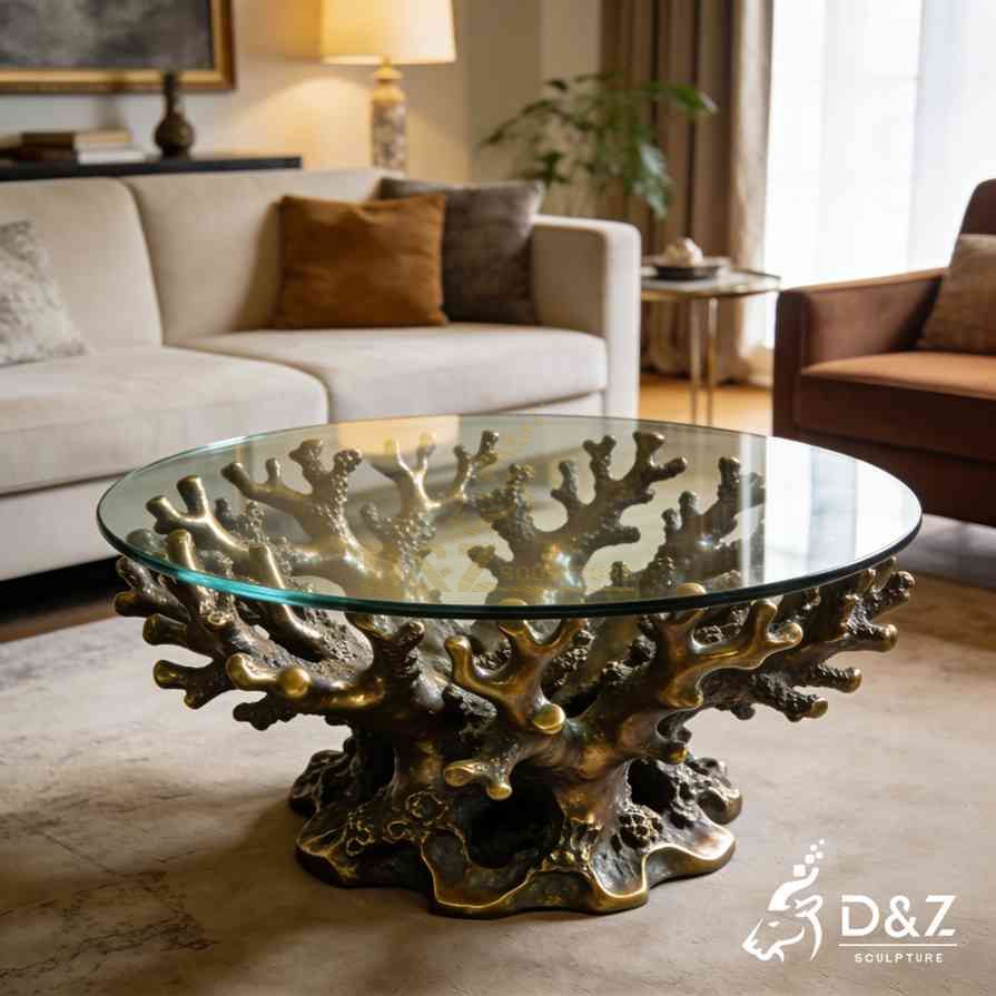 white sea life coral reef coffee table 3