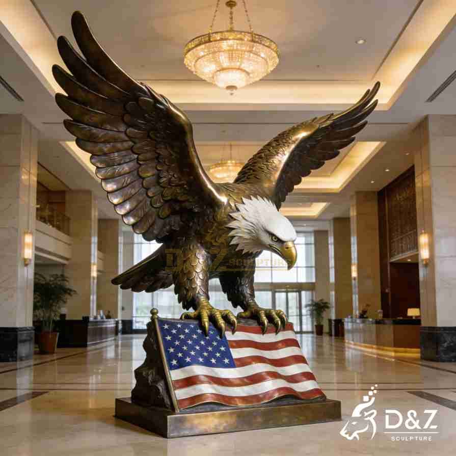 Bronze Bald Eagle Statue with American Flag 5 Bronze Bald Eagle Statue with American Flag 5