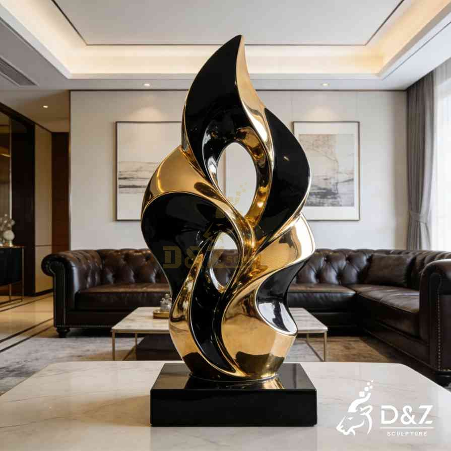 Black and Gold Metal Abstract Flame Sculpture 1 Black and Gold Metal Abstract Flame Sculpture 1