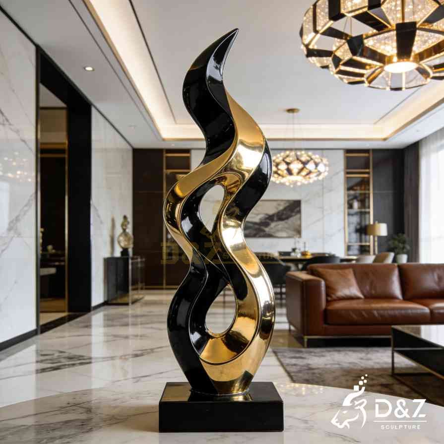 Black and Gold Metal Abstract Flame Sculpture 2 Black and Gold Metal Abstract Flame Sculpture 2