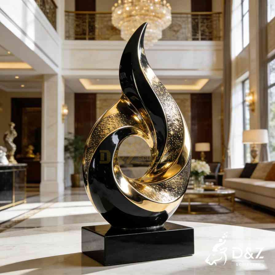 Black and Gold Metal Abstract Flame Sculpture 3 Black and Gold Metal Abstract Flame Sculpture 3