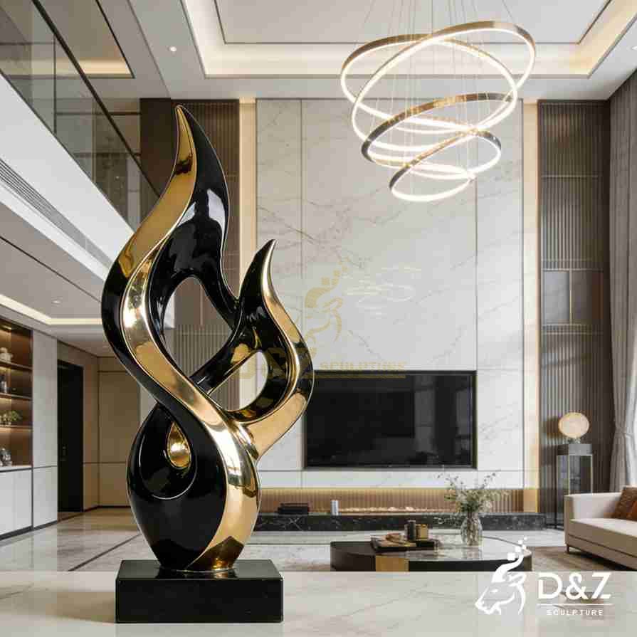 Black and Gold Metal Abstract Flame Sculpture 4 Black and Gold Metal Abstract Flame Sculpture 4