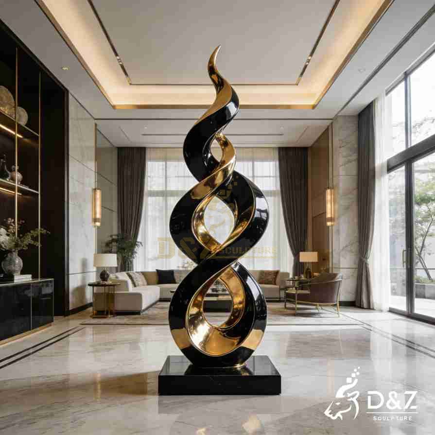 Black and Gold Metal Abstract Flame Sculpture 5 Black and Gold Metal Abstract Flame Sculpture 5