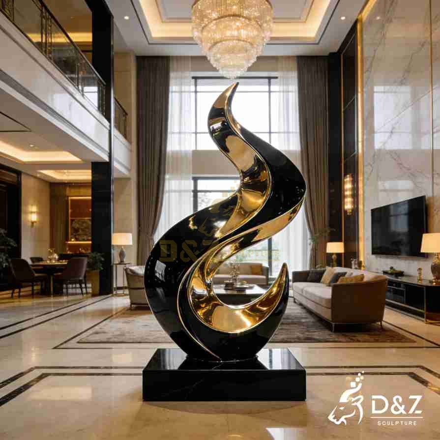 Black and Gold Metal Abstract Flame Sculpture 6 Black and Gold Metal Abstract Flame Sculpture 6