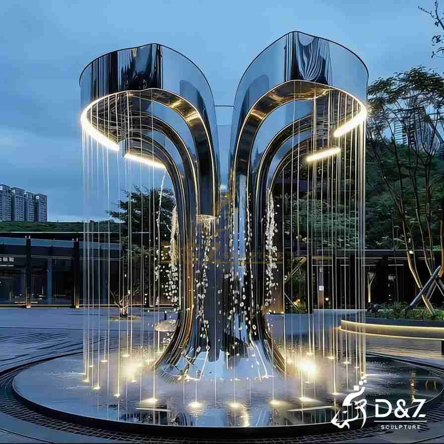 Tall Modern Fountain with LED 1