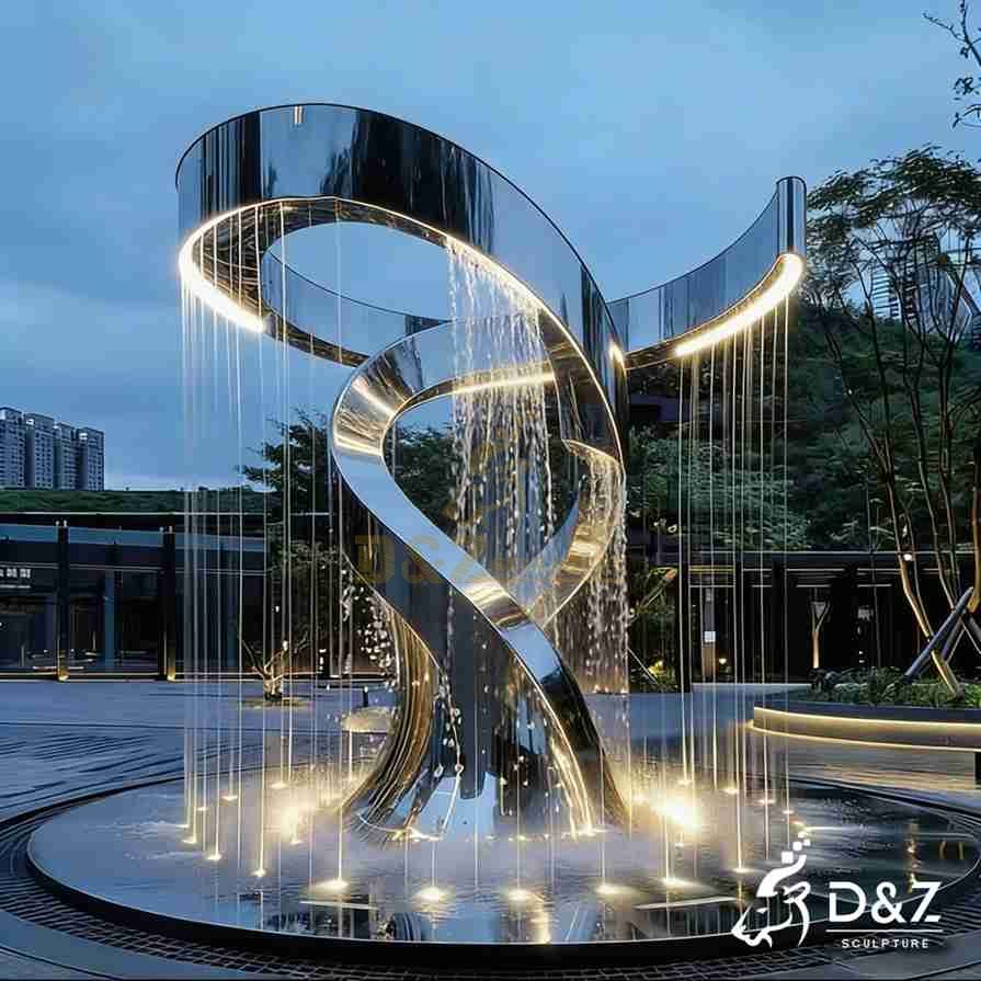 Tall Modern Fountain with LED 2