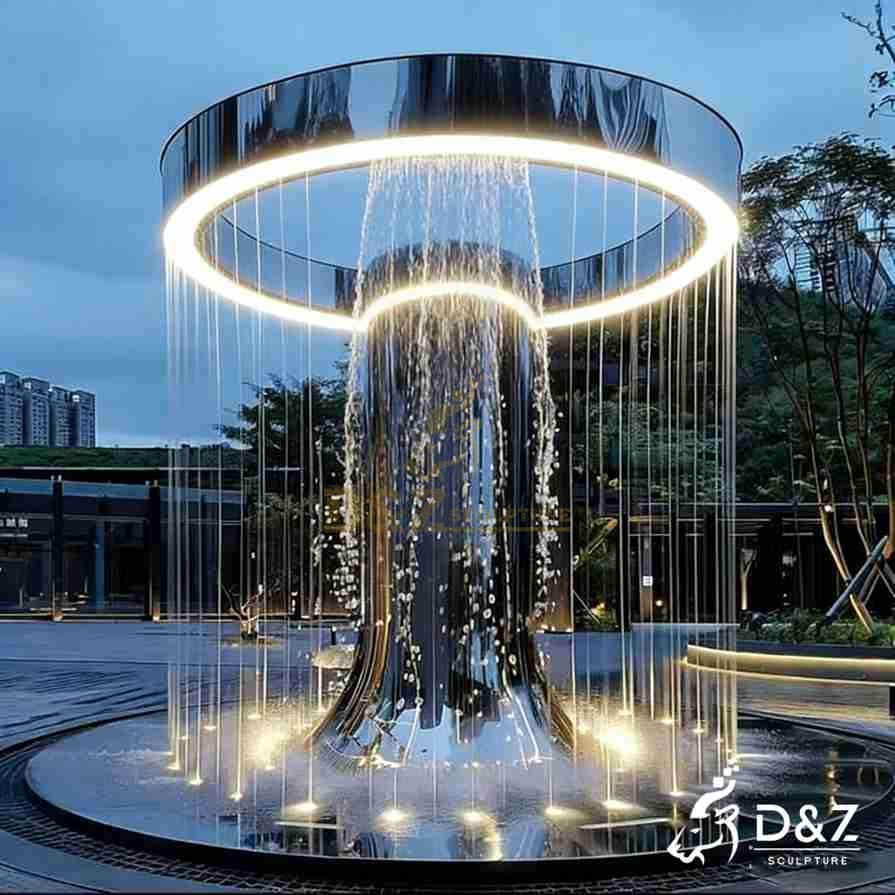 Tall Modern Fountain with LED 5