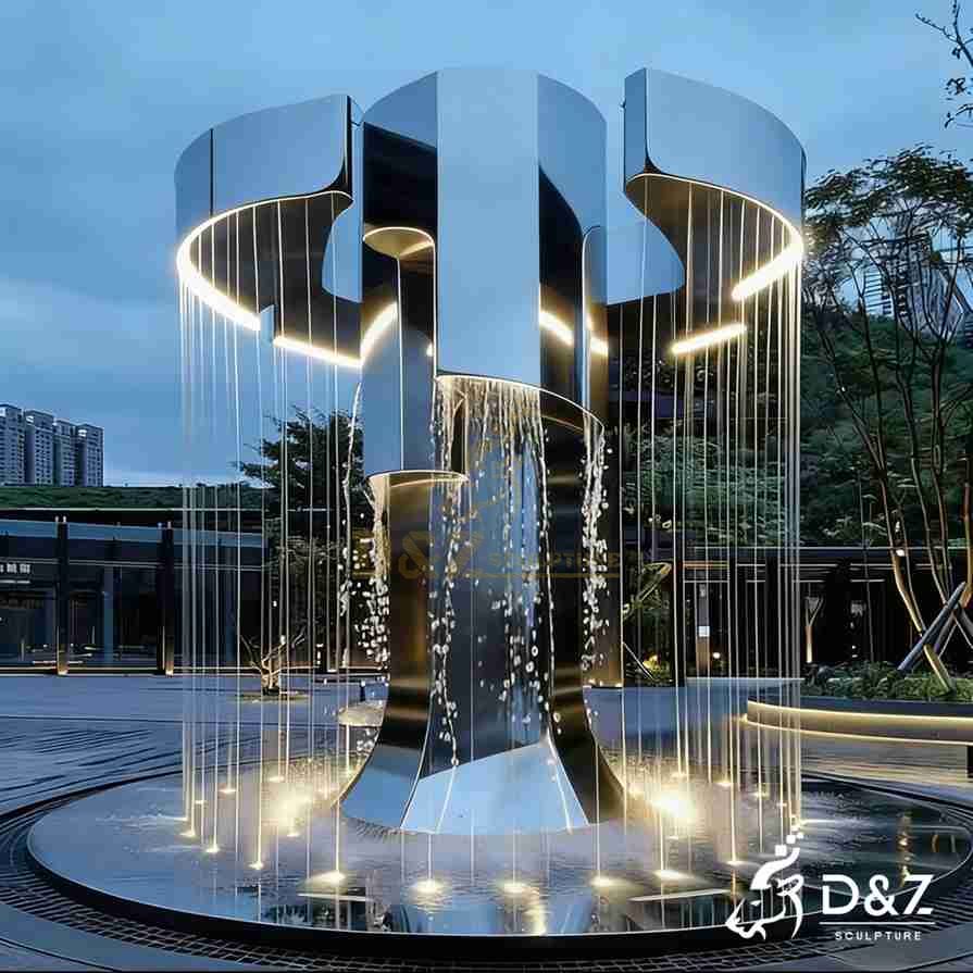 Tall Modern Fountain with LED 6