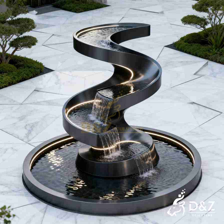 Spiral Metal Staircase Fountain 1