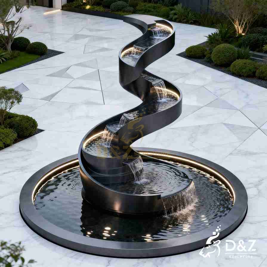 Spiral Metal Staircase Fountain 4