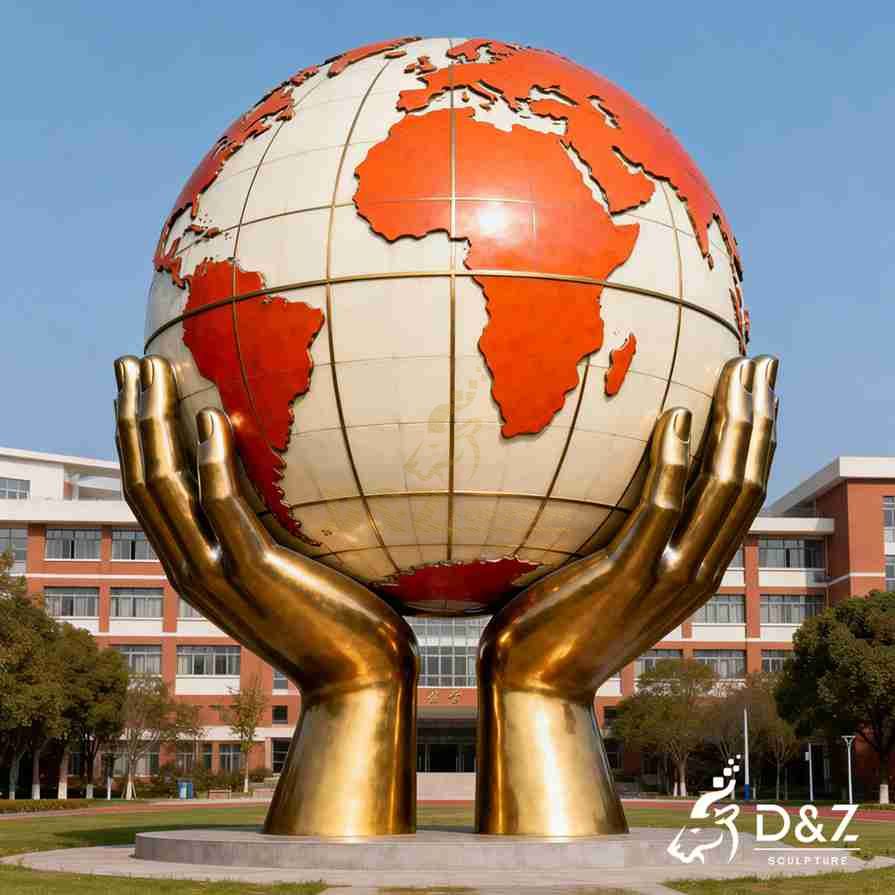 Hand Holding Globe Sculpture 1