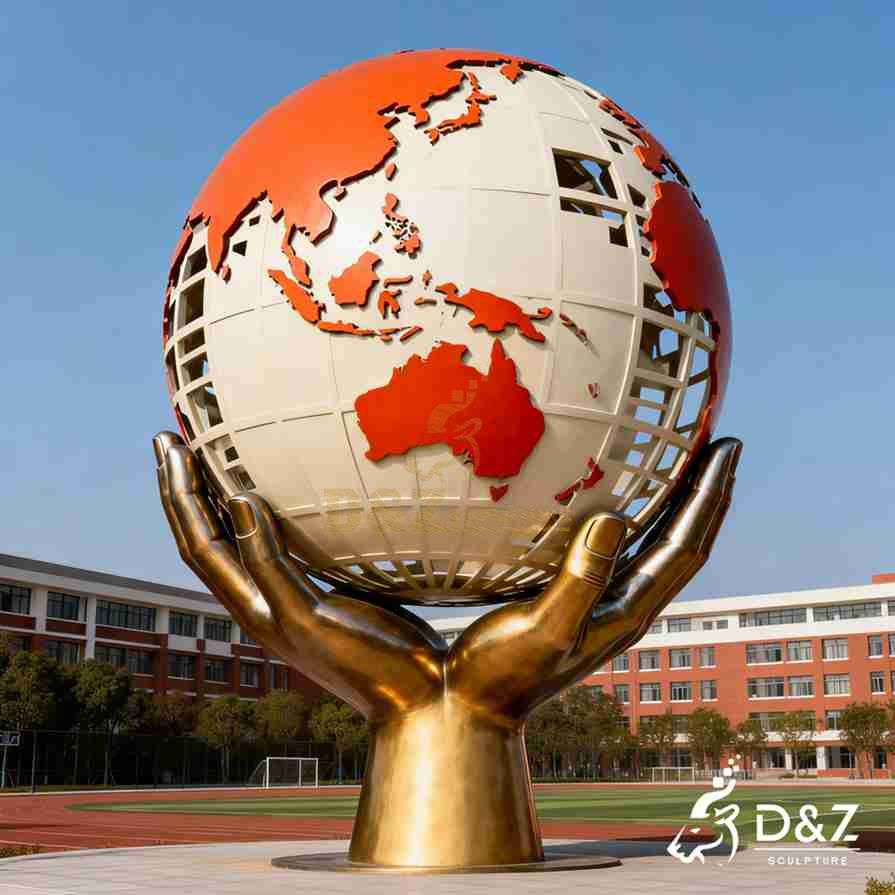 Hand Holding Globe Sculpture 6