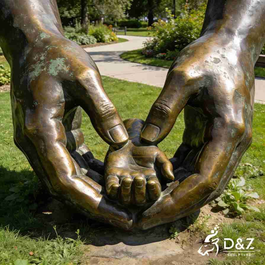 Bronze Three Hands Sculpture 2