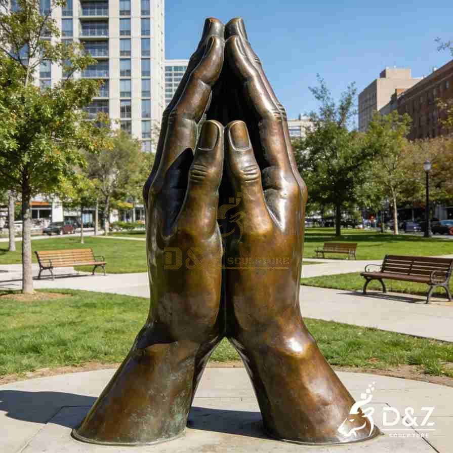 Bronze Prayer Hands Sculpture 2