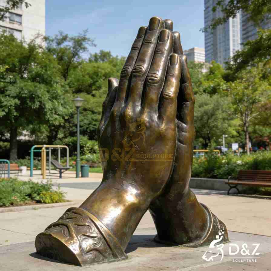 Bronze Prayer Hands Sculpture 3