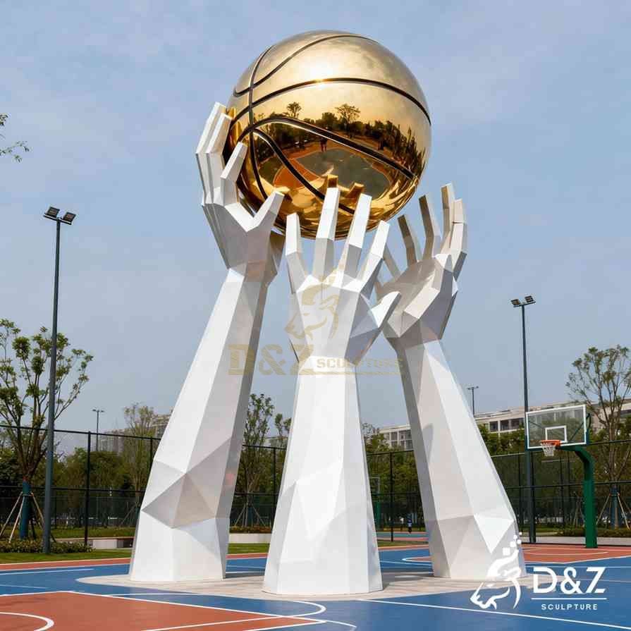 White Hand Sculpture Holding Basketball 1