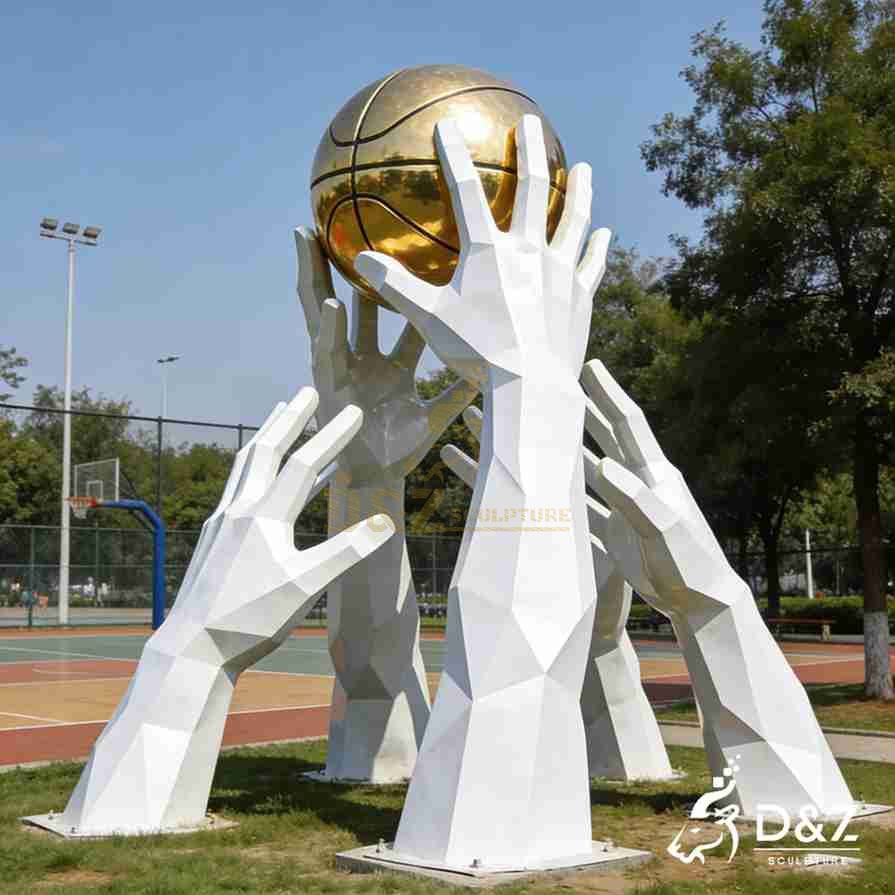 White Hand Sculpture Holding Basketball 2