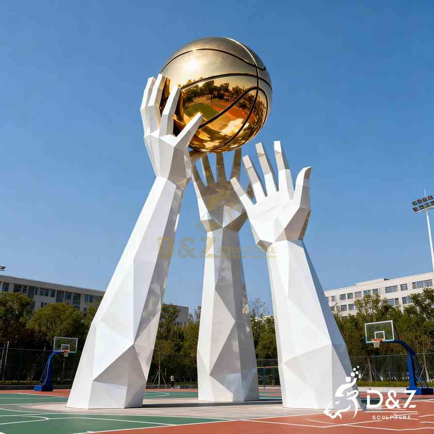 White Hand Sculpture Holding Basketball 4