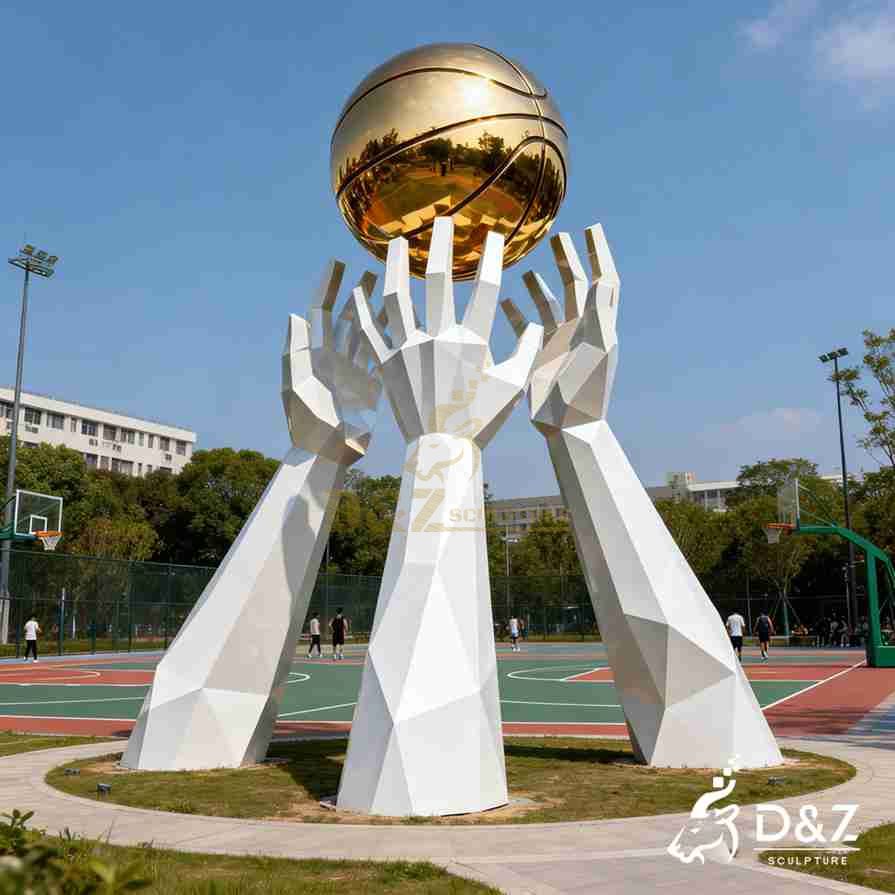 White Hand Sculpture Holding Basketball 5