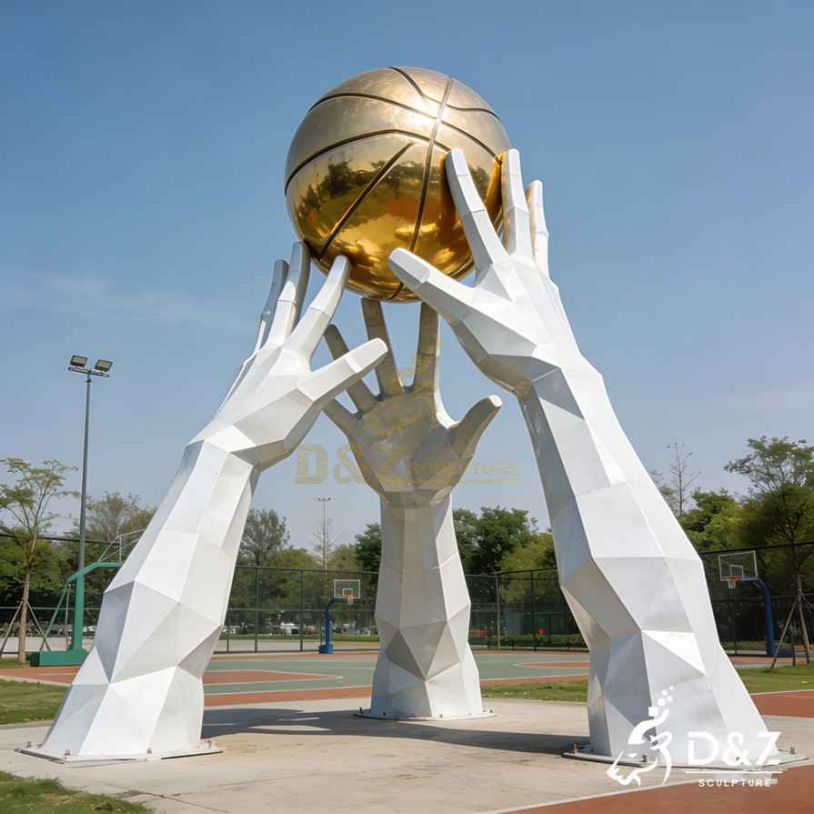 White Hand Sculpture Holding Basketball 6