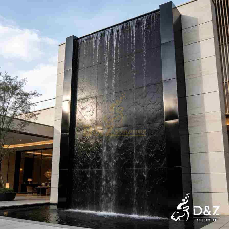 Modern Metal Black Wall Fountain 6 Modern Metal Black Wall Fountain 6