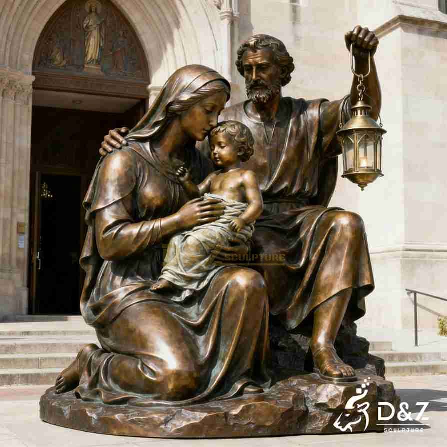 Bronze Holy Family Sculpture 2