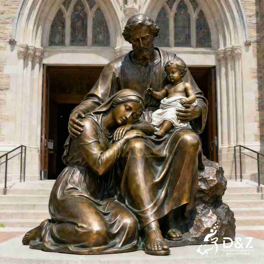 Bronze Holy Family Sculpture 3