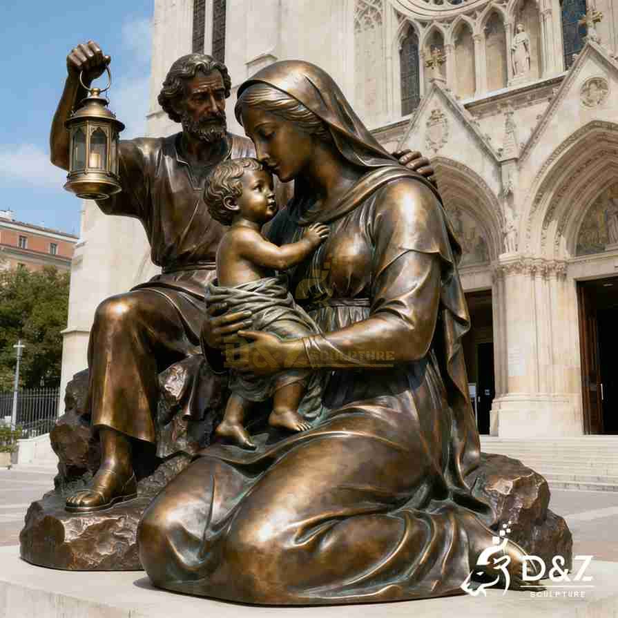 Bronze Holy Family Sculpture 5