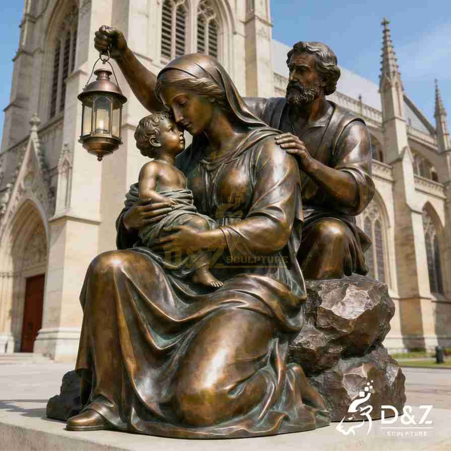 Bronze Holy Family Sculpture 6