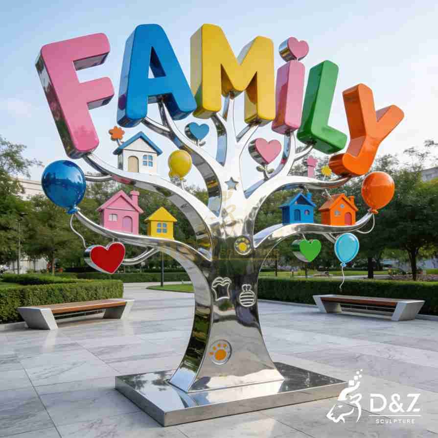 15-5 Large Metal Family Sculptures: Engraving Human Warmth