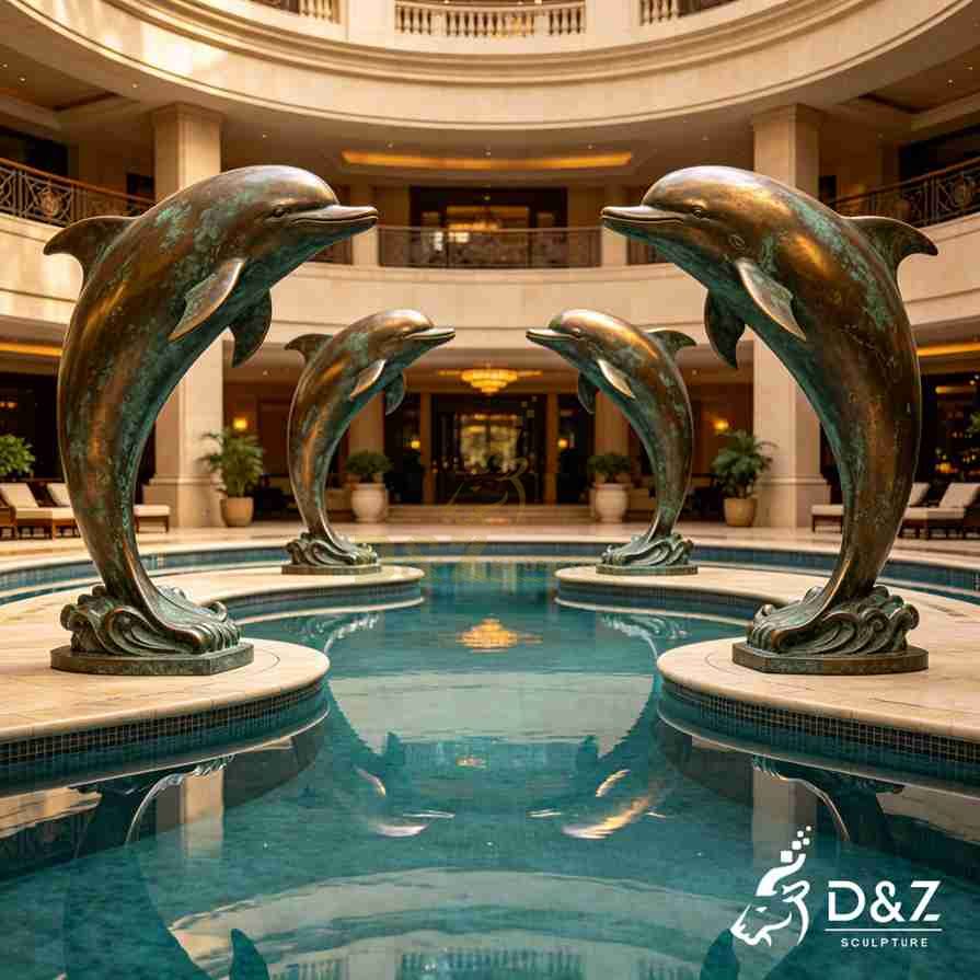 Bronze Dolphin Statue 1