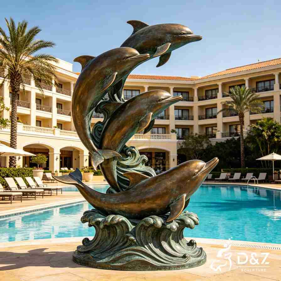Bronze Dolphin Statue 4