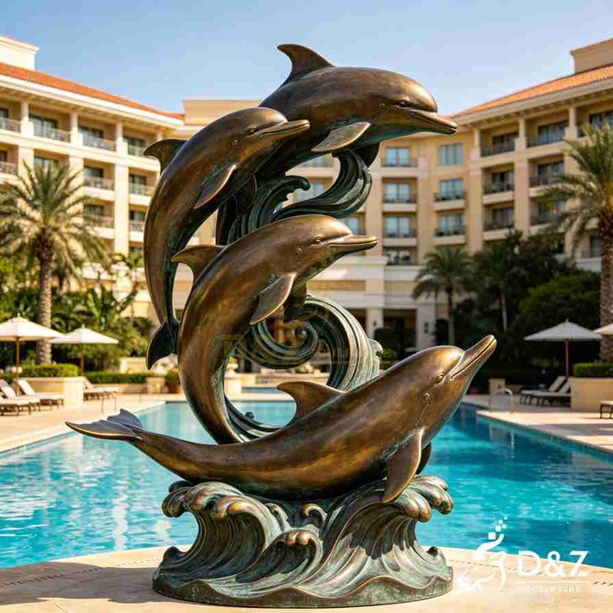 Bronze Dolphin Statue 5