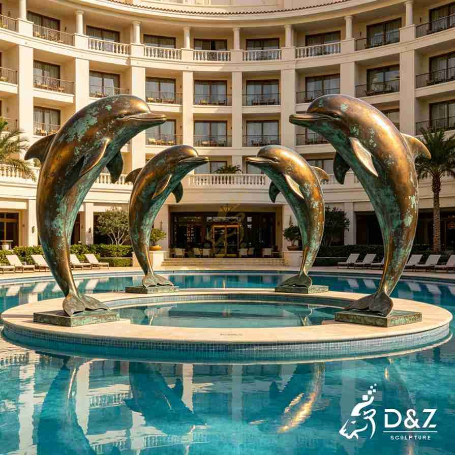 Bronze Dolphin Statue 6
