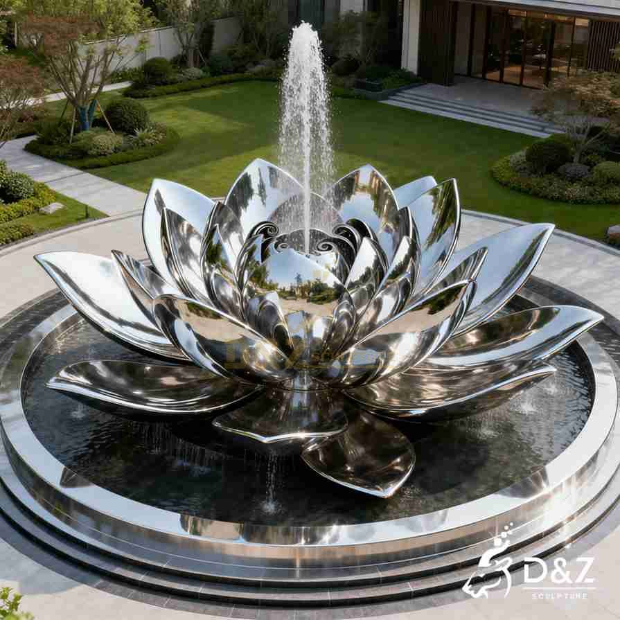 Metal Lotus Flower Fountain 1