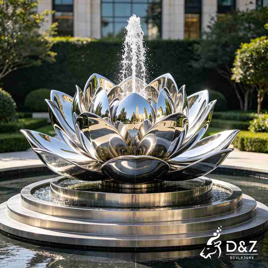 Metal Lotus Flower Fountain 4