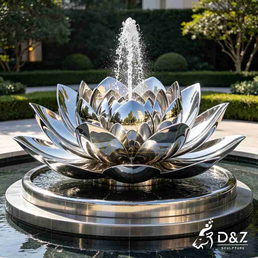 Metal Lotus Flower Fountain 5