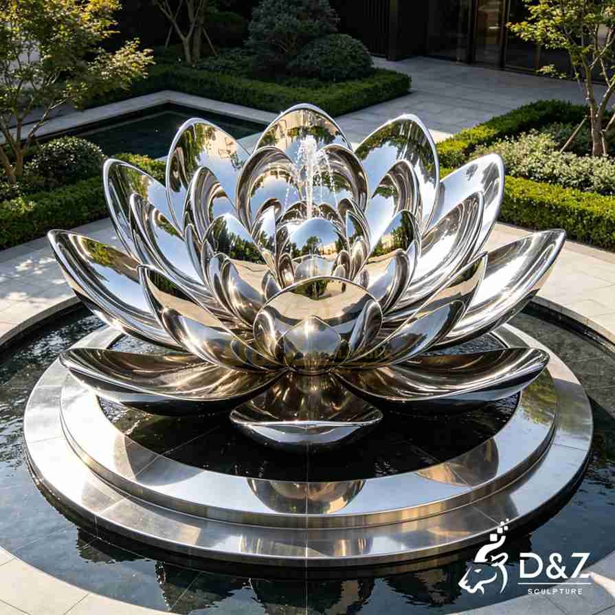 Metal Lotus Flower Fountain 6